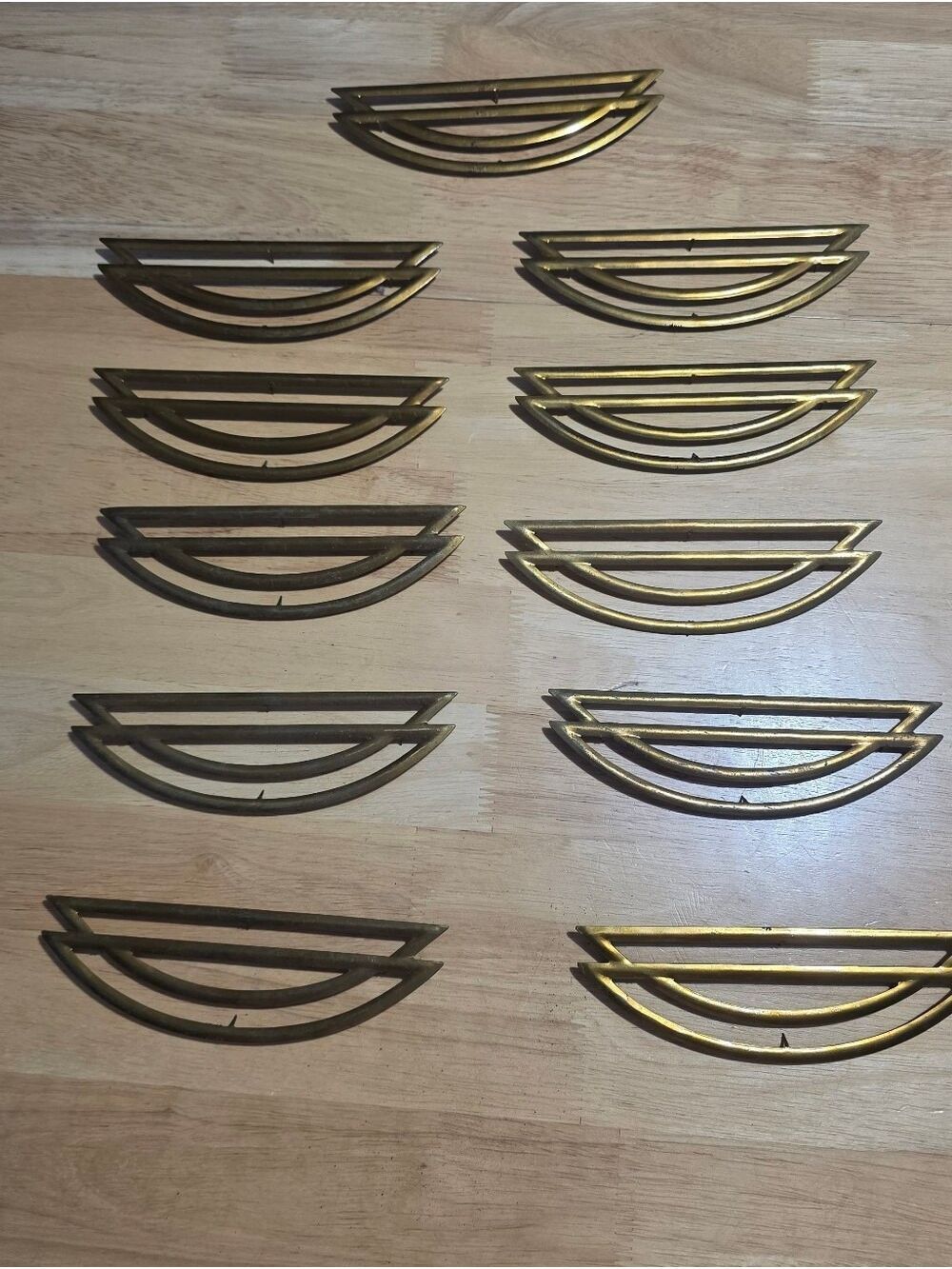 11 MCM Style Brass Half-Moon Decorative Furniture Appliqués